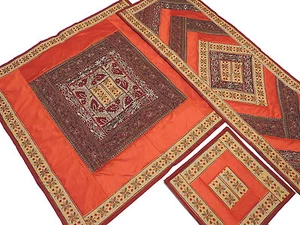Bestickte Tischauflage Läufer 4 Tischsets Set - Orange Designer Luxus Deko - Bild 1 von 7