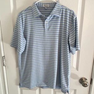Camisa polo de golf Peter Millar para hombre talla XL verano cómodo a rayas azul verde - Imagen 1 de 5