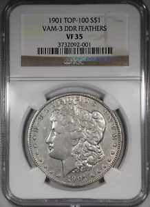 1901 Double Die Reverse Morgan Dollar NGC VF35 VAM-3 DDR Feathers - Picture 1 of 2