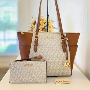 Michael Kors Purse & wallet Charlotte Top Zip Tote shoulder bag Vanilla - Picture 1 of 12