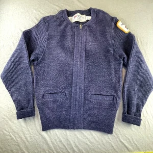 Vintage Knit USPS Postal Service Mail Cardigan Zip Up Sweater Navy 1980s - Picture 1 of 7