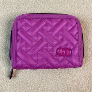 Lug Mini Handspring RFID Protected Zip Around Wallet Pink Quilted Chevron *DEFEKT - Bild 1 von 9