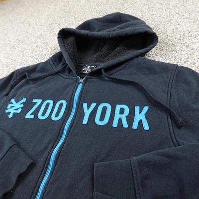 Zoo York Sudadera con Capucha Para Hombres M Negra Cremallera Completa Forrada Sherpa Sudadera Chaqueta Patín Y2K Foto 1 de 4