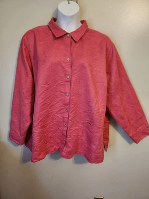 Liz & Me Pink Embossed Faux Suede Long Sleeve Shirt Jacket 4X 30 32 - Image 1 of 4