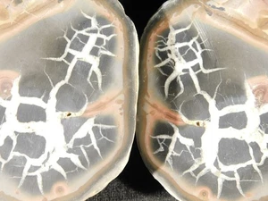 Neat Lighting Like Pattern! Split and Polished SEPTARIAN Nodule Morocco 253gr - Picture 1 of 9