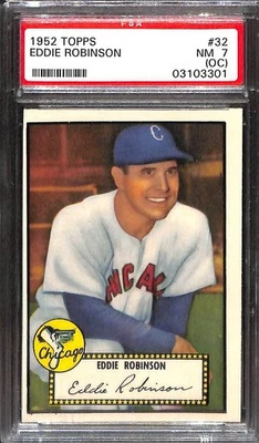 1952 TOPPS #32 EDDIE ROBINSON PSA 7OC  03103301  - Image 1 of 3