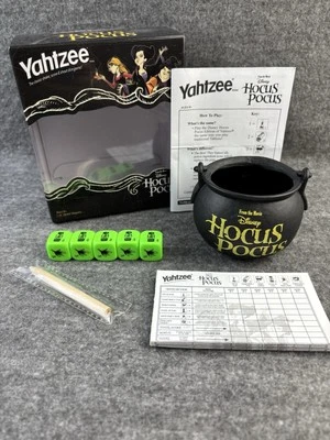 HOCUS POCUS YAHTZEE DISNEY CLASSIC DICE GAME CAULDRON CUP 5 POTION DICE COMPLETE - Image 1 of 4