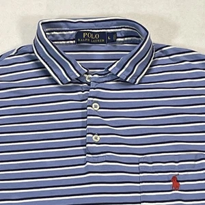 Polo Ralph Lauren polo uomo grande blu righe tasca rosso logo pony - Foto 1 di 11