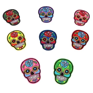 Punk Patches, Punk Rock Patches, Embroideried Sugar Skull - Picture 1 of 7