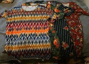 Lularoe Perfect Tees XXS Lot Of 4 Women’s Shirts Floral Feathers - Picture 1 of 9