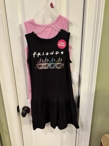 NWT Friends Girls Sleeveless Dresses, 2-Pack Small Black And Pink Friends Sku WR - Picture 1 of 7