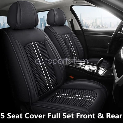 For Nissan Versa Rogue PU Leather Car 5-Seat Covers Full Set Cushion Pad Black - Image 1 of 4