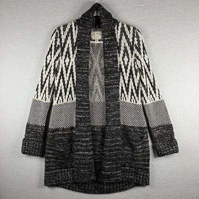 Lucky Brand Open Front Cardigan Womens M Stargazer Chevron Wool Blend Boho Cozy - Image 1 of 4