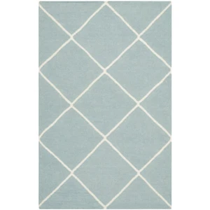 SAFAVIEH Dhurries DHU635C Light Blue / Ivory Rug - Picture 1 of 21