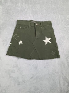 DL1961 Girls' Jenny Button Up Mini Skirt Army Green w/ Stars Patriotic - size 8 - Picture 1 of 9