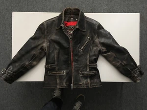 RARE Vintage Redskins womens black leather biker jacket - Picture 1 of 10
