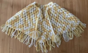 VTG Toddler Child’s Clothing Shawl Boho Poncho Crochet Fringe Hippie Baby Cape - Picture 1 of 8