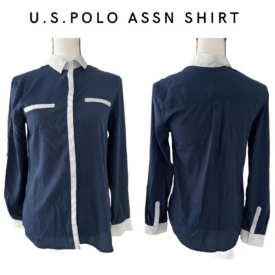NUEVO SIN ETIQUETAS US Polo Assn Mujer Blusa/Tops/Camisa Botón, Color Azul, Talla S,  Foto 1 de 4