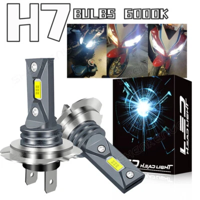 H7 LED Headlight Bulbs For Yamaha YZF R3 2014 2015 2016 2017 2018 6000K Bright - Image 1 of 4