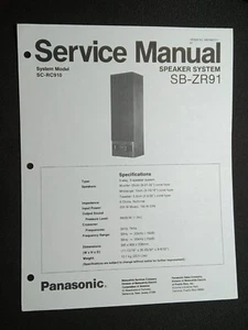 Panasonic SB-ZR91 Service Manual Speaker System Original - Picture 1 of 3