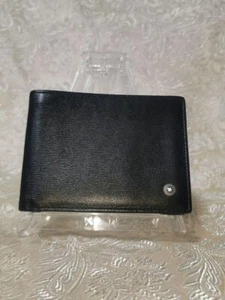 Montblanc Bifold Wallet Leather Black Logo White Star Made in Italy - Picture 1 of 17