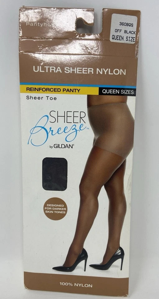 2 Sheer Breeze by Gildan Reinforced Panty off Black Queen Size