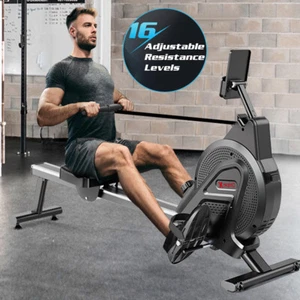 16 Levels Adjustable Magnetic Rowing Machine Rower with LCD Monitor for Home Gym - Picture 1 of 9