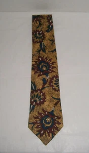 IZOD Gold Burgundy & Navy 100% Floral Silk Neck Tie Excellent Condition FREESHIP - Picture 1 of 3