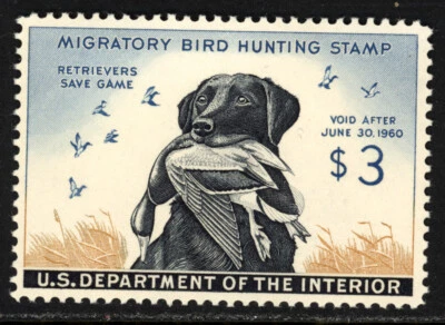 SELLO DE PATO LABRADOR RETERIVER SCOTT RW26 1959 $3 EMISIÓN MNH OG EN MUY BUEN ESTADO ¡CAT $130! Foto 1 de 2