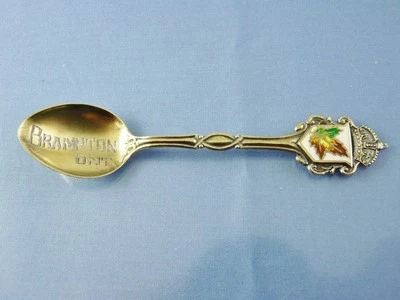 CUCHARA DE RECUERDO ESTERLINA Y ESMALTE BRAMPTON ONT. Por desconocido. Foto 1 de 4