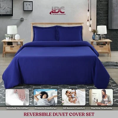 3 Pcs Bedding Set Queen King Size Duvet Cover Soft 100% Microfiber Quilt Covers - Image 1 of 4