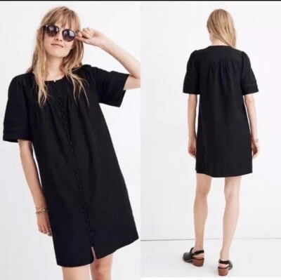 Vestido para mujer Madewell plisado con botones delanteros cambio manga corta talla S minimalista Foto 1 de 4