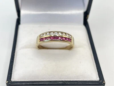 9ct Gold Hallmarked Ruby & Cubic Zirconia Eternity Ring. Goldmine Jewellers. - Image 1 of 4