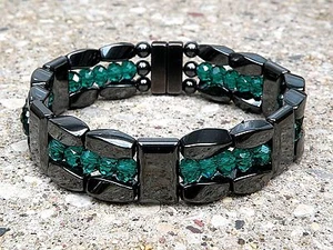 Men’s Women’s Magnetic Hematite Bracelet Anklet Necklace Emerald Crystal - Picture 1 of 5