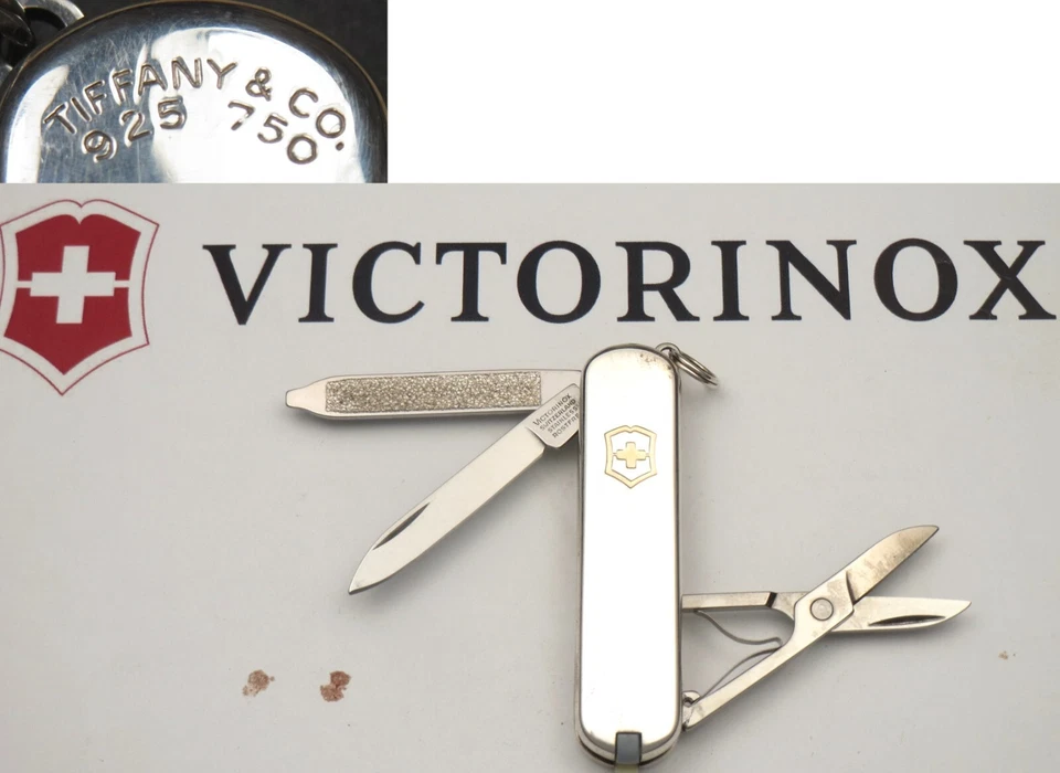 Victorinox Swiss Army Classic SD - RARE Sterling Silver Handles TIFFANY & CO - Image 1 of 4