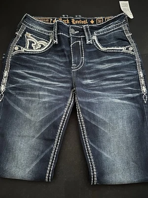 Jeans Rock Revival Morrie Slim Boot Masculino Tamanho 32 Médio Azul Escuro Denim Novo - Imagem 1 de 4