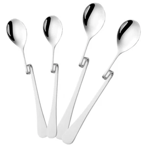 Cucharas de acero inoxidable de 4 piezas para colgar café con curvas - Imagen 1 de 12