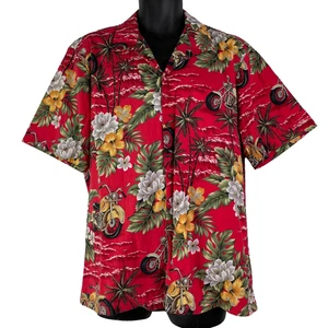 Camisa Hawaiana Vintage Años 80 Talla L Roja Tropical Floral Motociclista Motocicleta Abotonada - Imagen 1 de 8