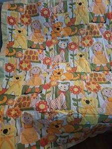 Vintage 1970’s Retro Coverlet Handmade Cutter Yellow Green Orange 41 X 72 Ĺ - Bild 1 von 5