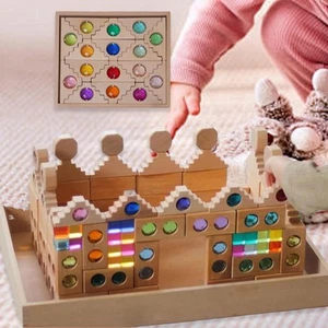 Rainbow Building Blocks Set Wood Building Blocks Set for Kids for Boys Girls - Picture 1 of 5