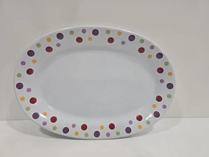 Pampered Chef Simple Additions Polka Dots Oval Platter #1208C 13.5" X 9.5" - Picture 1 of 14