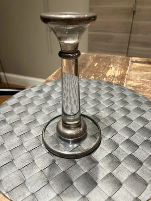 Винтажный классический Hollywood Regency серебро и кристалл подсвечник 7 3/8 дюймов - Изображение 1 из 4