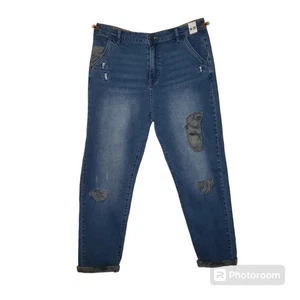Cotton On Boys Husky Jeans 19–20 Camo Patch Blue Denim NWT Adjustable Waist - Picture 1 of 9