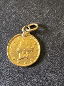 1854 Gold Dollar, $1 Gold Liberty, Type 1 Old Pendant Civil War - Picture 1 of 2