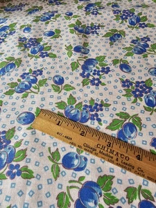 Vintage Futtersack Futtermehl Baumwollstoff blau grün weiß Blumen 31" x 30" - Bild 1 von 9