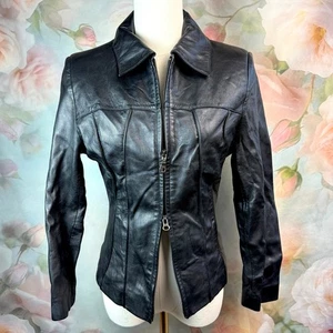 Vintage Maxima Wilson’s Leather 100% Leather Black Secret Pocket Zip Up Jacket - Bild 1 von 9