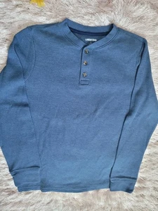 T-shirt maglietta Lands' End Large 14 16 ragazzo manica lunga con tasca blu - Foto 1 di 4