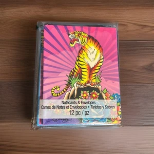 Ed Hardy New 2013 Note Cards SEALED Stationary Tiger 12 4x6 Lisa Frank - Picture 1 of 6