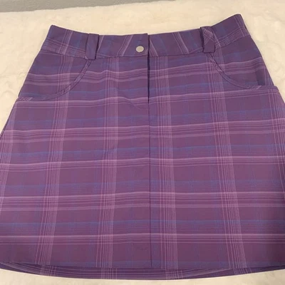 Nike Golf Mujer Dri-Fit Púrpura A Cuadros Falta 1 Botón a Presión Bolsillos Talla 4 Foto 1 de 4