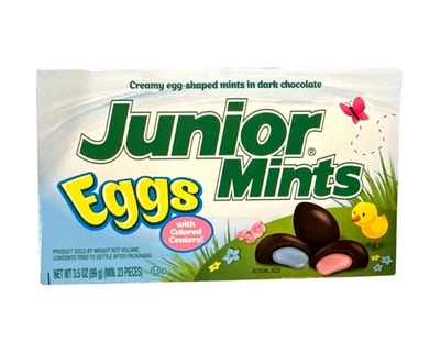 3.5oz Box JUNIOR MINTS Candy EGGS Shaped Dark Chocolate EASTER Colored Centers - Image 1 of 2